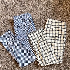 Chico's Two Pair Lot Pants Pull-On Trousers Ankle 0.5R US Sz 6 White Blue Black